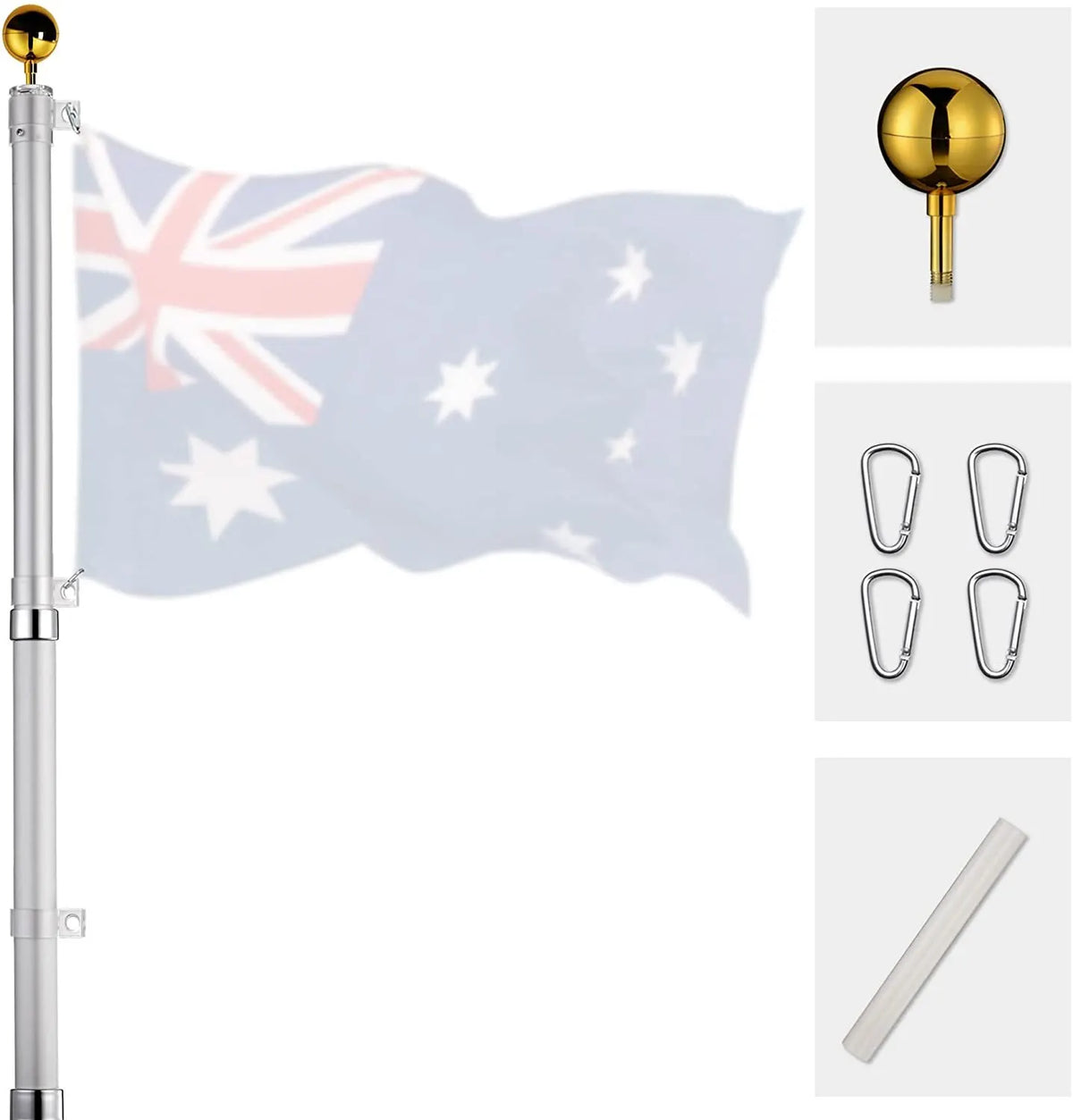 Rustproof Aluminum Flag Pole with 7.2m, Heavy-Duty Telescoping Pole for Outdoors, Gardens, Roof Walls, Durable Pole Set - Image 4