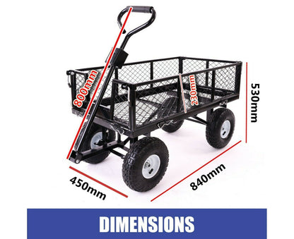 Garden Dump Rolling Mesh Cart with Heavy Duty Steel Frame,10 Inch Pneumatic Tires Maximum Load Capacity of 300 Kg (Black) - Image 5