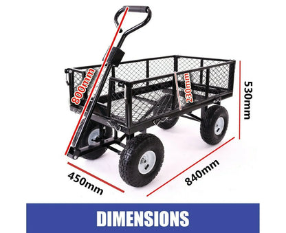 Garden Dump Rolling Mesh Cart with Heavy Duty Steel Frame,10 Inch Pneumatic Tires Maximum Load Capacity of 300 Kg (Black) - Image 5