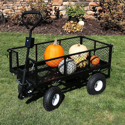 Garden Dump Rolling Mesh Cart with Heavy Duty Steel Frame,10 Inch Pneumatic Tires Maximum Load Capacity of 300 Kg (Black) - Image 8