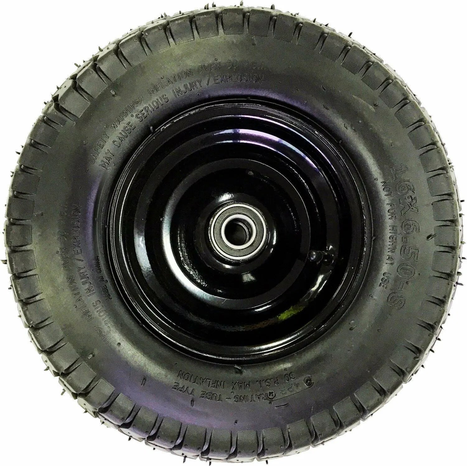 Pneumatic 16 Inch Wide Wheel Rubber Wheelbarrow   Steel Wheel 16x6.50-8 - Image 2