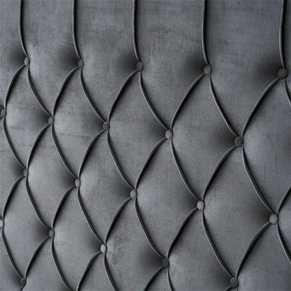 Paris Tall Tufted Velvet Dark Grey Bed with Storage Drawer - King - Image 3