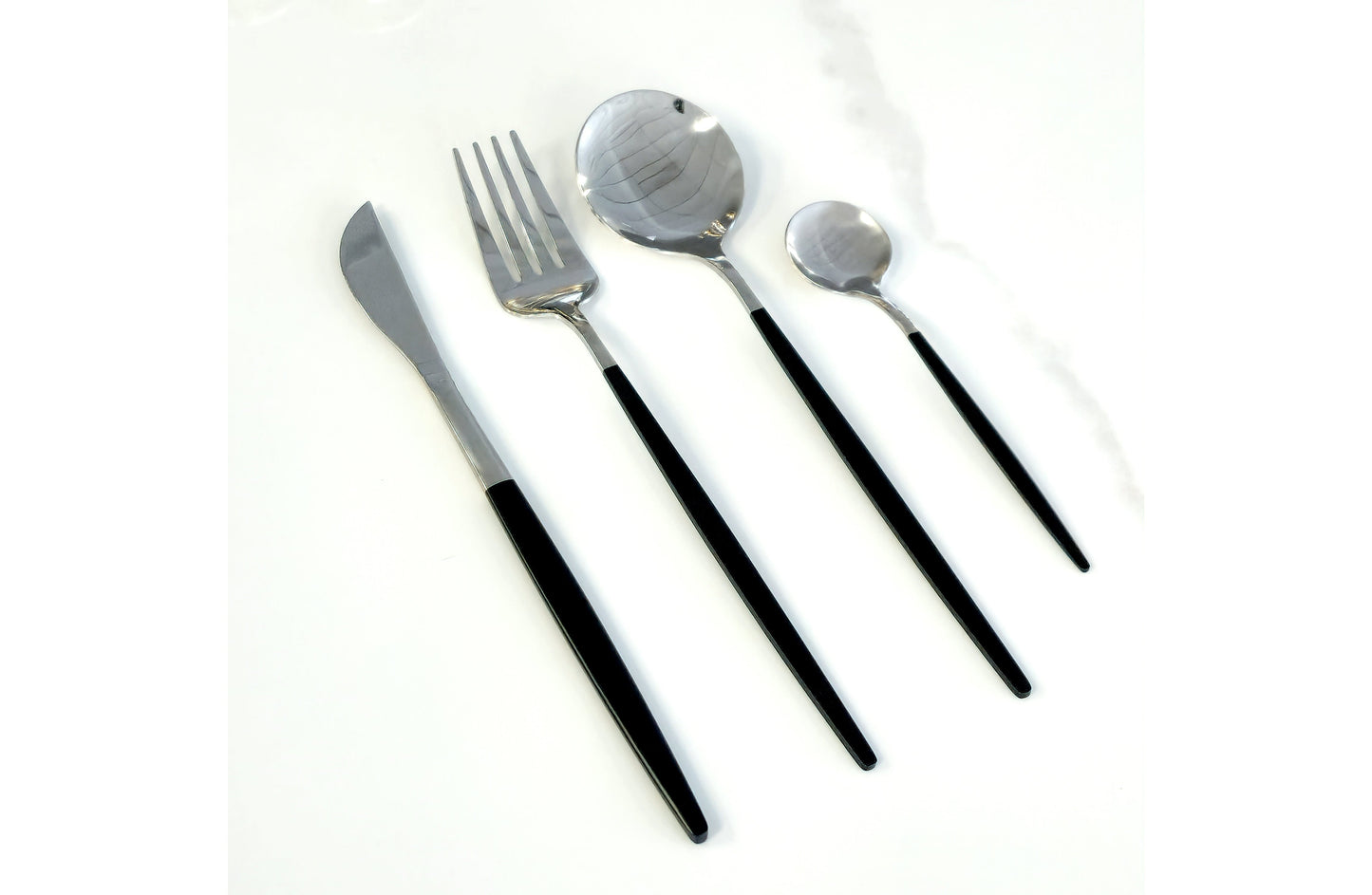 Deluxe Cutlery Set - Black & Silver - Image 2