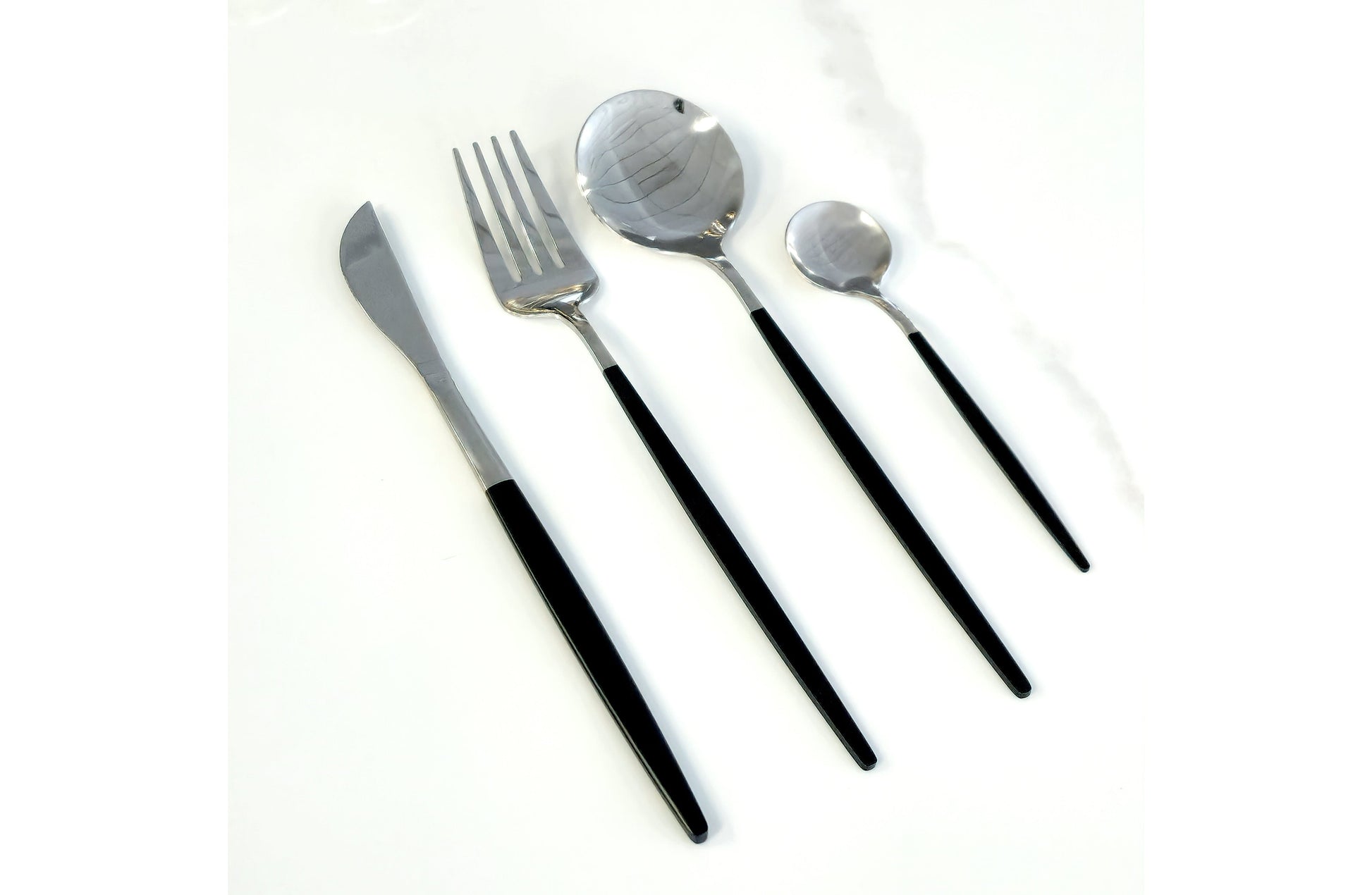 Deluxe Cutlery Set - Black & Silver - Image 2