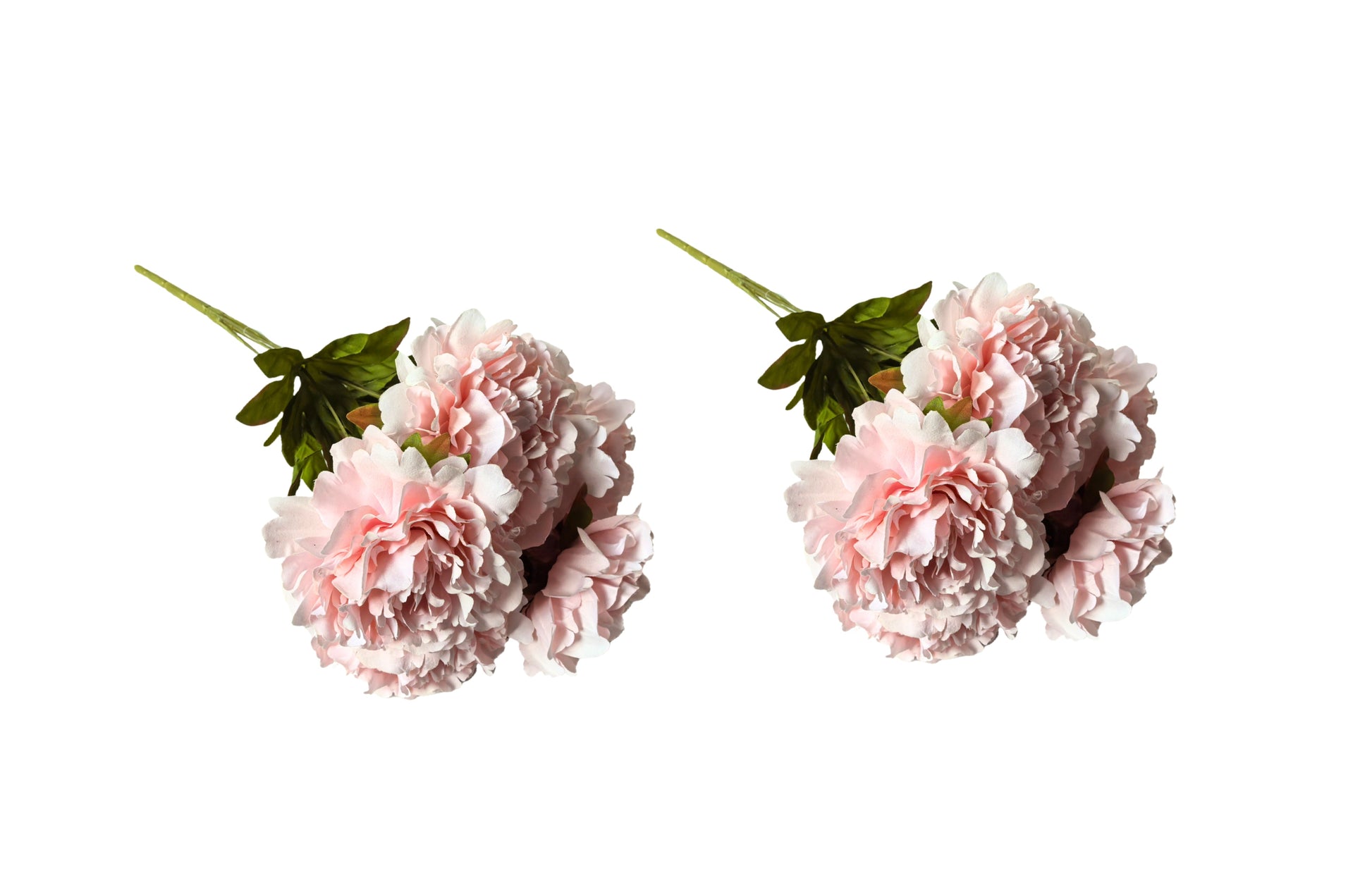 Artificial Bloomed Peony Bunch – Set of 2 Bunches – 45cm with 5 Flowers Each - Soft Pink