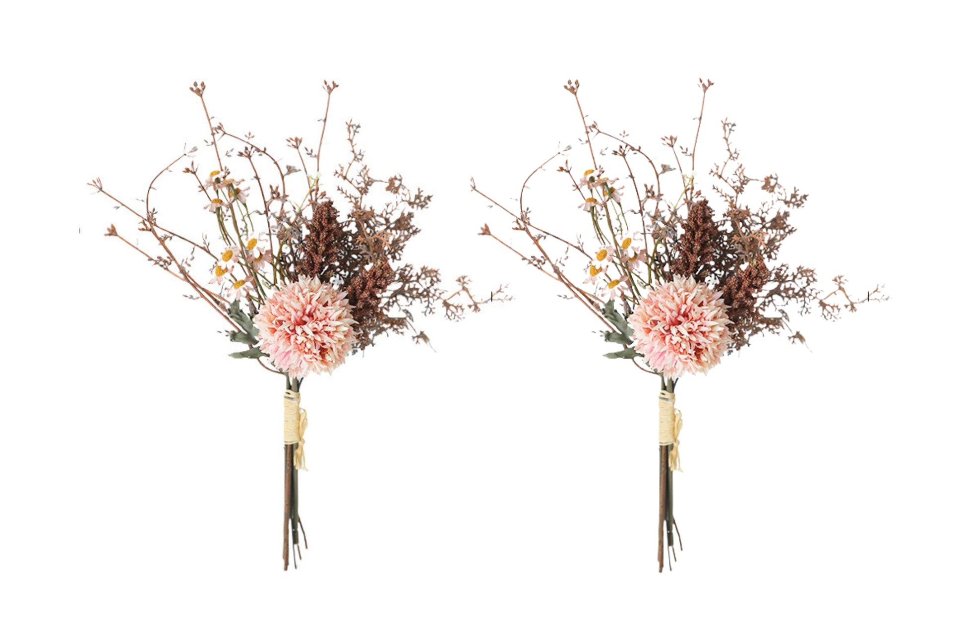 Artificial Chrysanthemums Natural Bouquet 35cm - Set of 2 Bunch