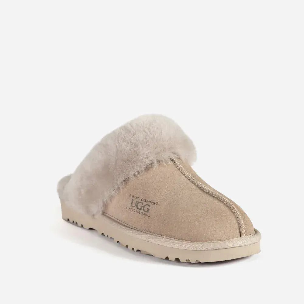 Ugg Slippers Premium Australia Sheepskin Unisex Scuffette Suede (Unisex Cow Suede) (DOVE, EU36)