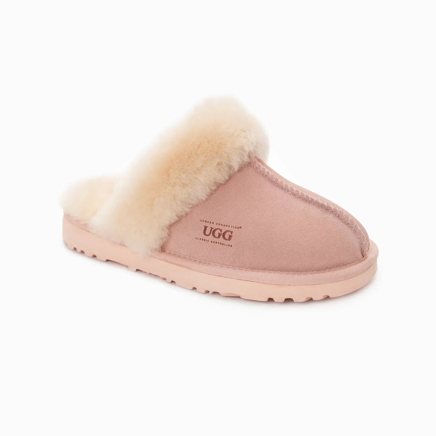 Ugg Slippers Premium Australia Sheepskin Unisex Scuffette Suede (Unisex Cow Suede) (PINK, EU38)