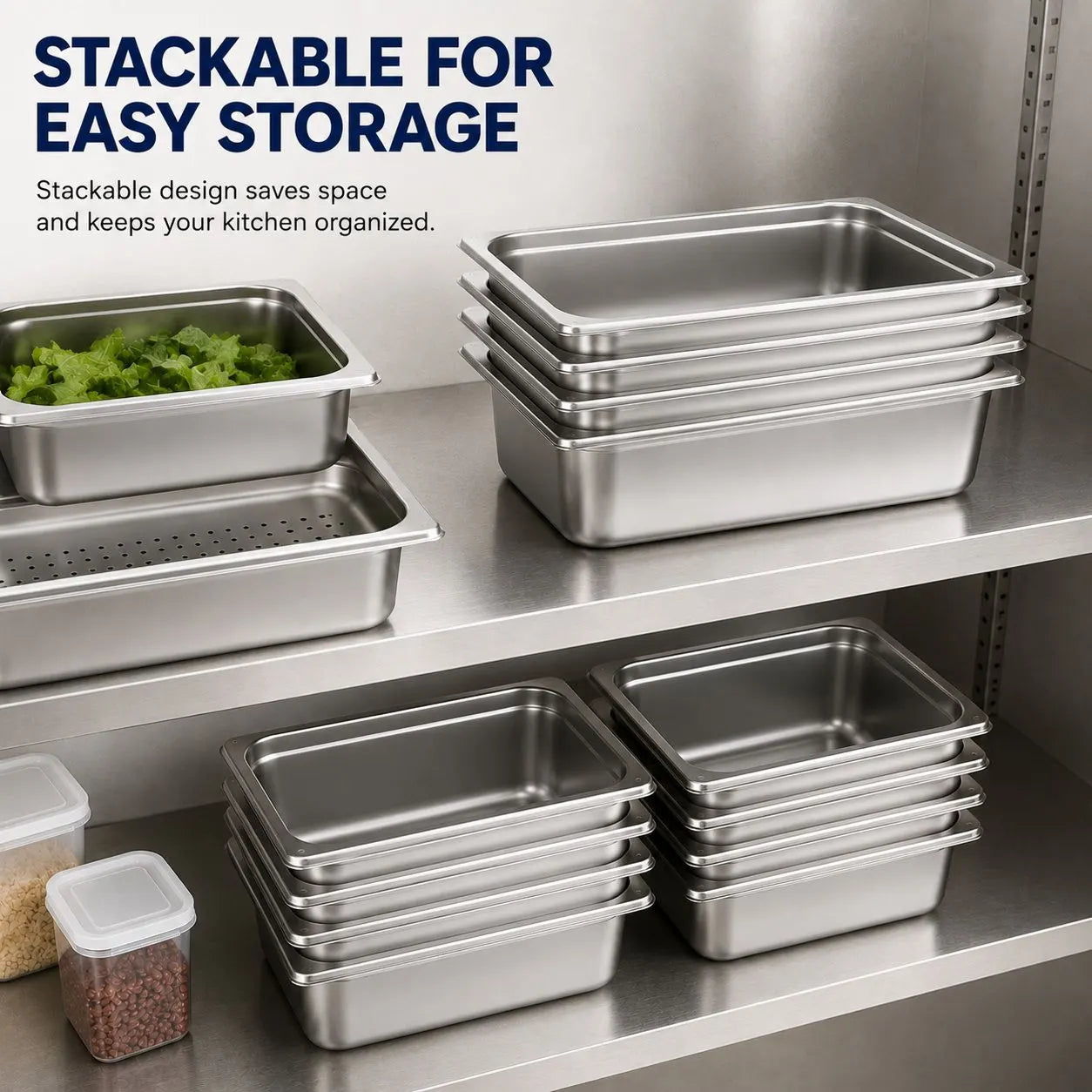 Commercial Stainless Steel GN 1/1 100mm Deep Gastronorm Bain Marie Buffet Steam Table Food Pan - Image 5