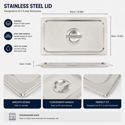 Commercial Stainless Steel GN 1/1 100mm Deep Gastronorm Bain Marie Buffet Steam Table Food Pan with Lid - Image 8