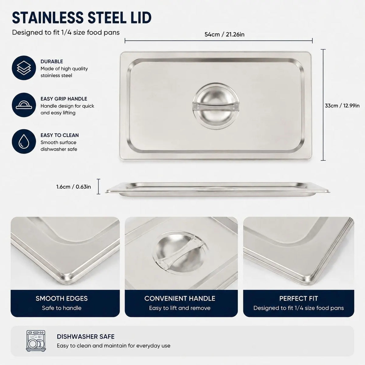Commercial Stainless Steel GN 1/1 150mm Deep Gastronorm Bain Marie Buffet Steam Table Food Pan with Lid - Image 7