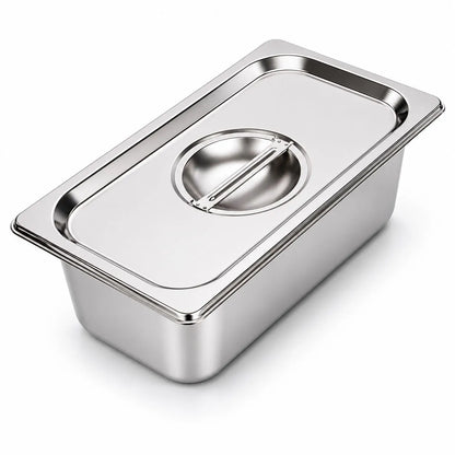 Commercial Stainless Steel GN 1/3 100mm Deep Gastronorm Bain Marie Buffet Steam Table Food Pan with Lid