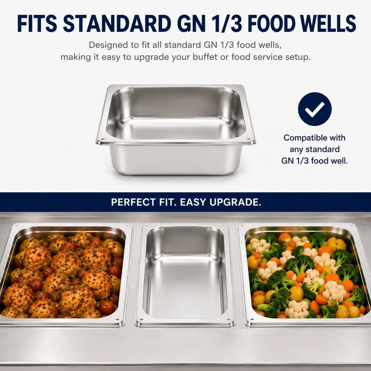 Commercial Stainless Steel GN 1/3 100mm Deep Gastronorm Bain Marie Buffet Steam Table Food Pan with Lid - Image 7
