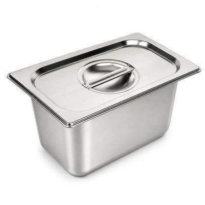 Commercial Stainless Steel GN 1/4 150mm Deep Gastronorm Bain Marie Buffet Steam Table Food Pan with Lid