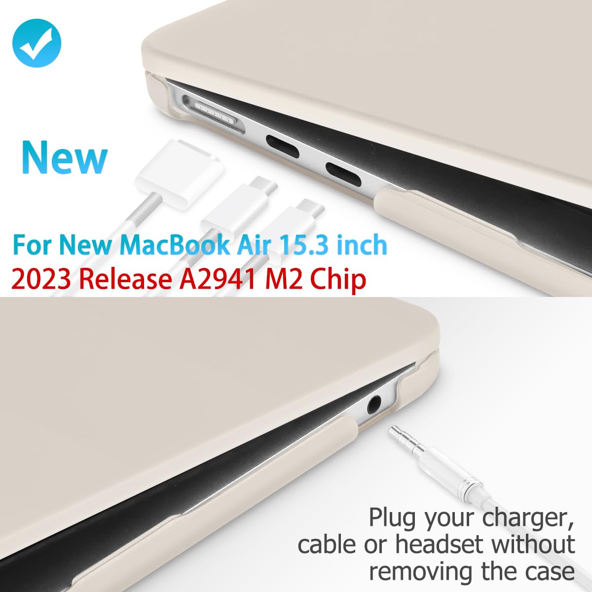 15 inch Air 2023 MacBook Air Matte Case  A2941 M2 Chip Hard Shell Case Keyboard Cover Grey - Image 2