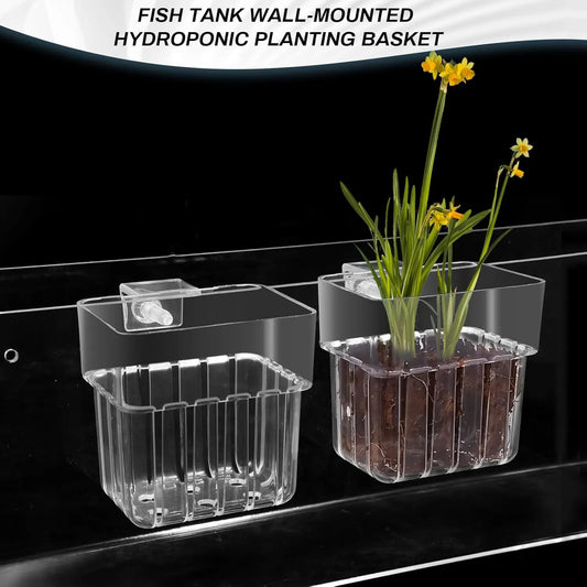 2pc Aquarium Plant Holder Clear Hanging Aquatic Planters with Hooks for Fish Tank Decor - Image 2