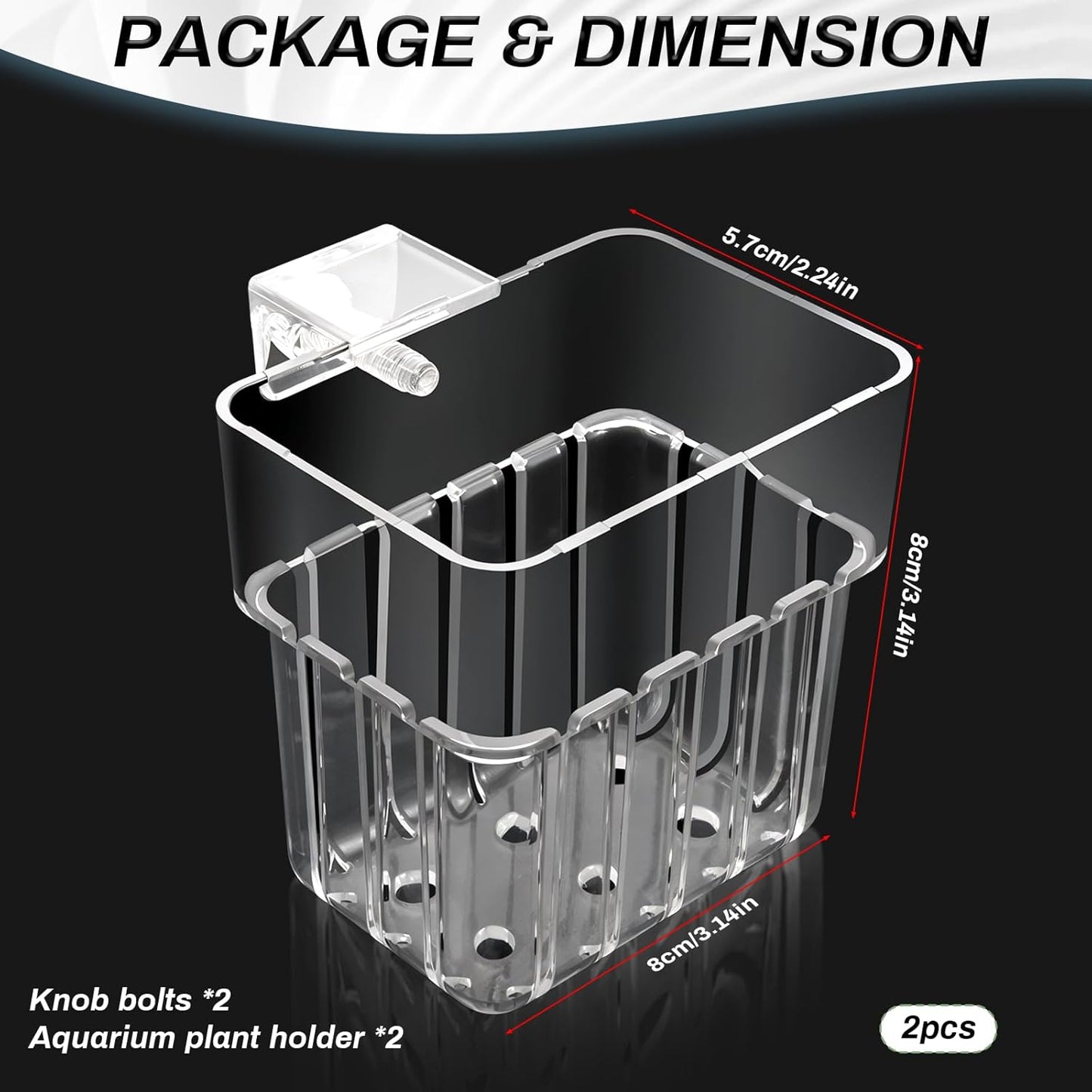2pc Aquarium Plant Holder Clear Hanging Aquatic Planters with Hooks for Fish Tank Decor - Image 3