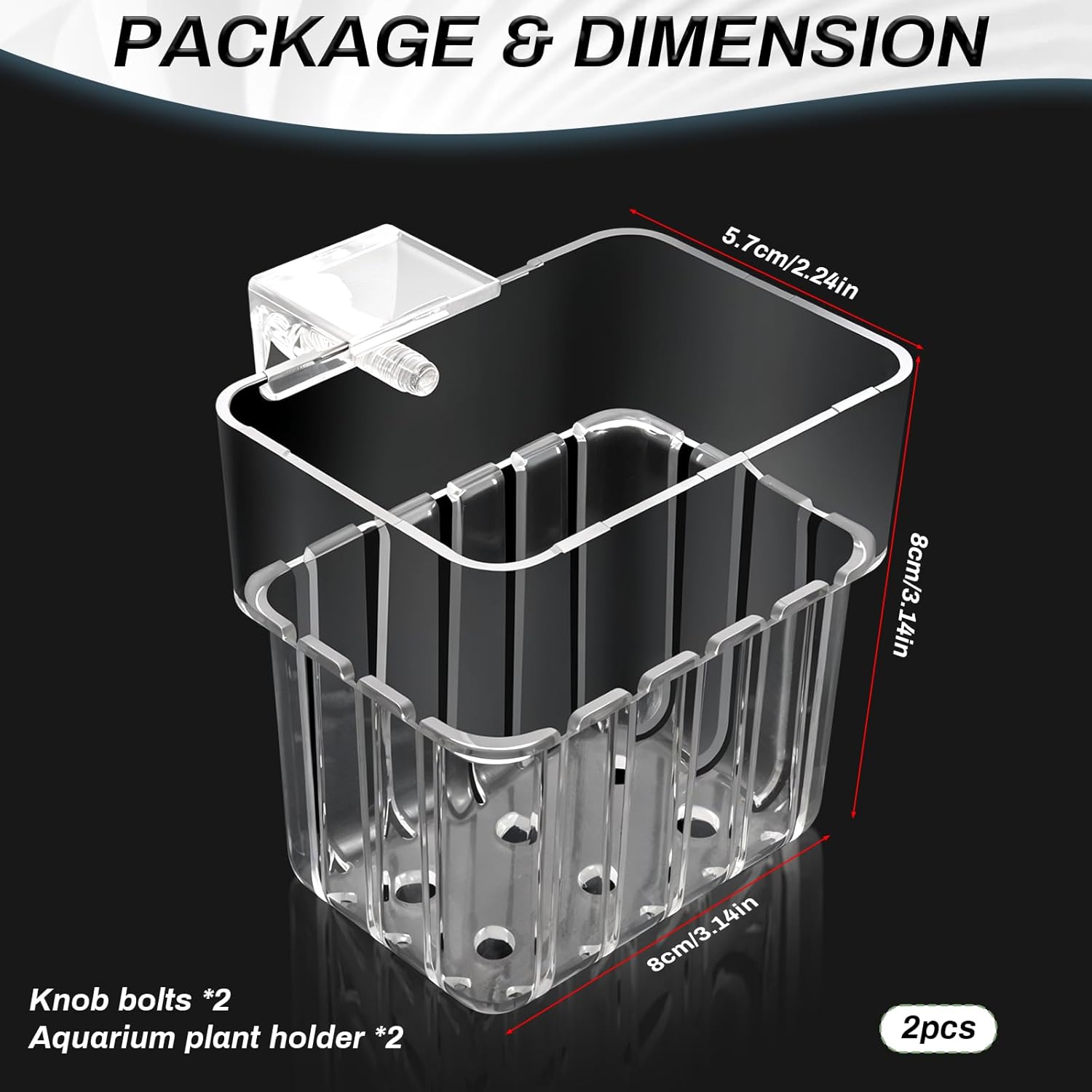 2pc Aquarium Plant Holder Clear Hanging Aquatic Planters with Hooks for Fish Tank Decor - Image 3