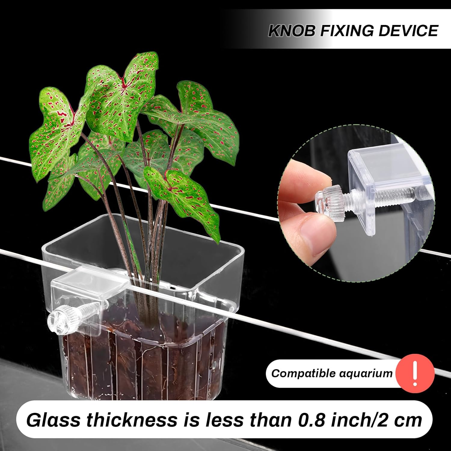 2pc Aquarium Plant Holder Clear Hanging Aquatic Planters with Hooks for Fish Tank Decor - Image 4