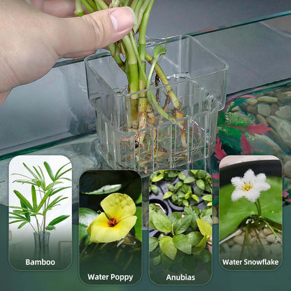 2pc Aquarium Plant Holder Clear Hanging Aquatic Planters with Hooks for Fish Tank Decor - Image 6