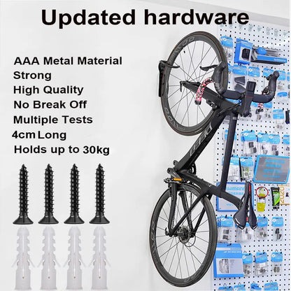 1x Bike Rack Garage Wall Mount Hanger Hooks Storage Bicycle Vertical for Indoor Shed with Screws - Image 2