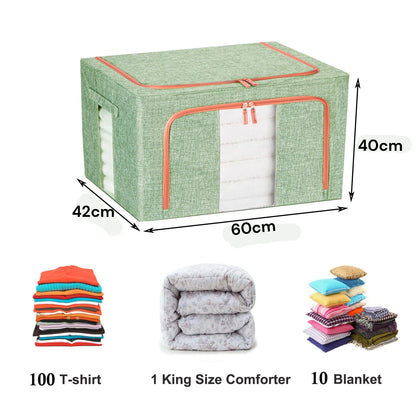 100L Cloth Storage Box Closet Organizer Storage Bags Clothes Storage Bags Wardrobe Organizer Idea GREEN - Image 4
