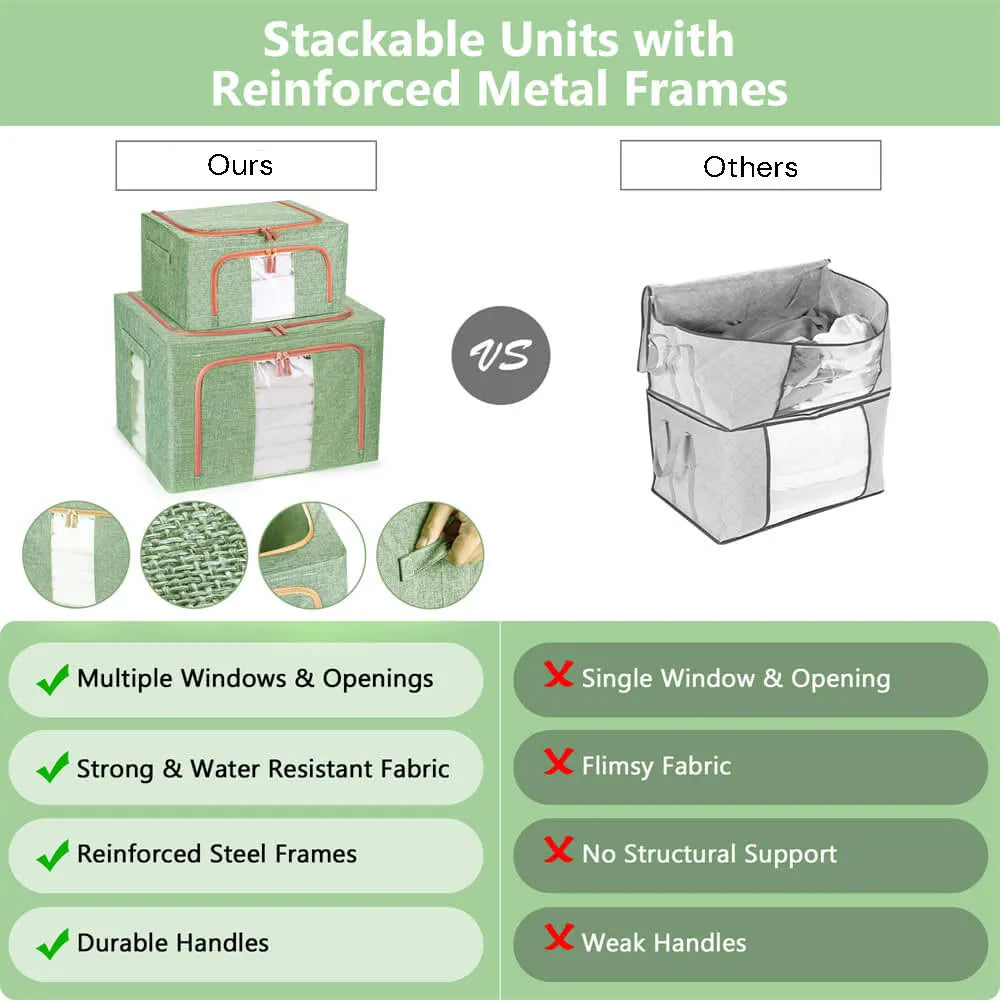 100L Cloth Storage Box Closet Organizer Storage Bags Clothes Storage Bags Wardrobe Organizer Idea GREEN - Image 6