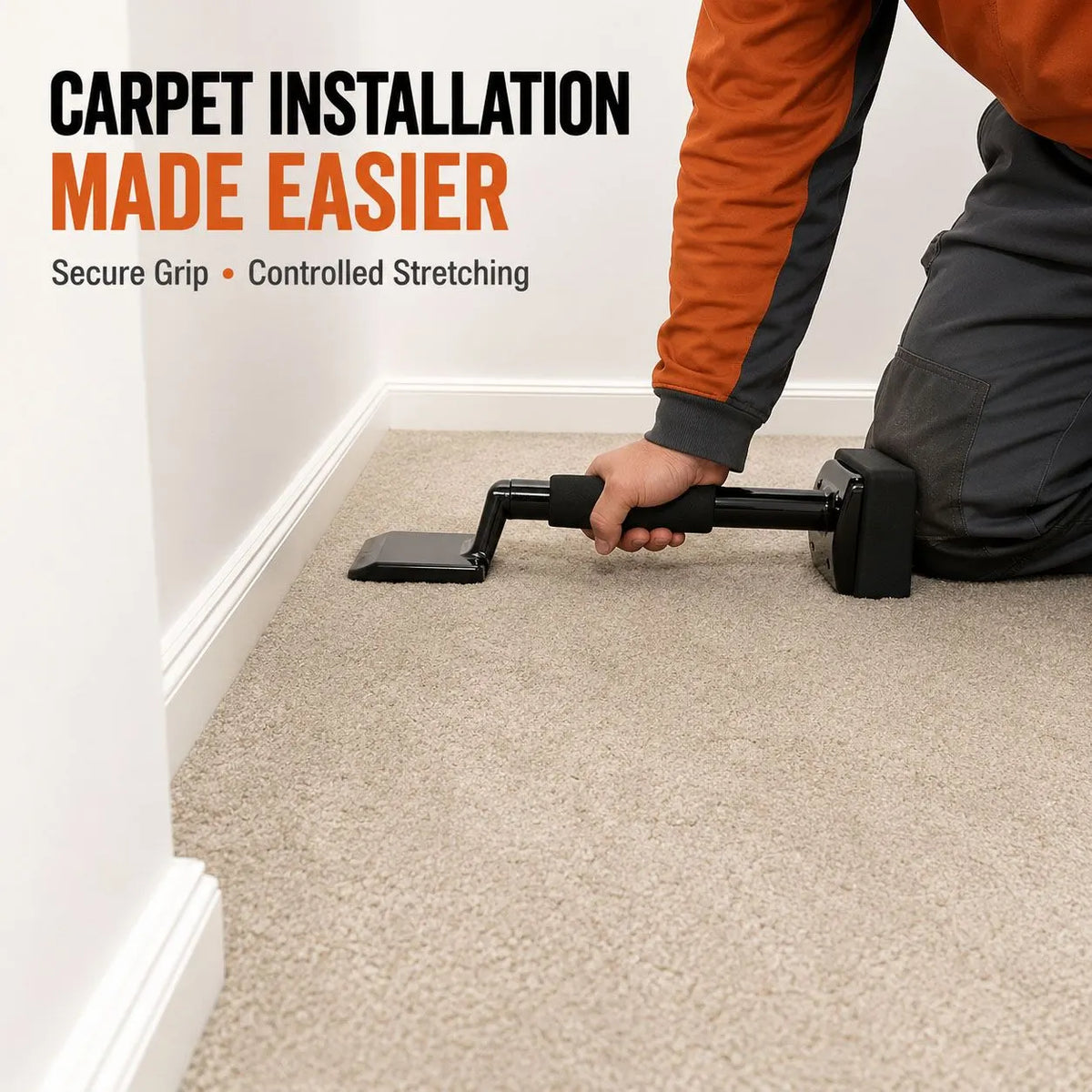 Carpet Knee Kicker Installation Tool with Steel Gripping Teeth & Foam Handle - Image 2