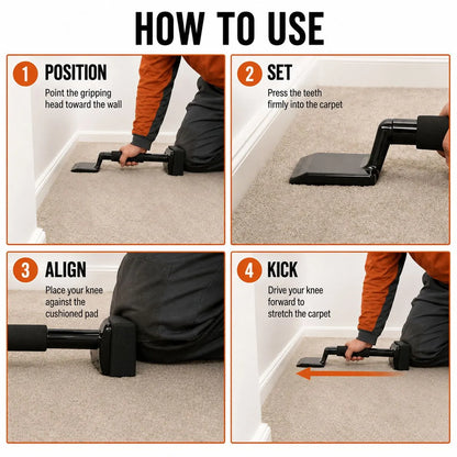 Carpet Knee Kicker Installation Tool with Steel Gripping Teeth & Foam Handle - Image 8