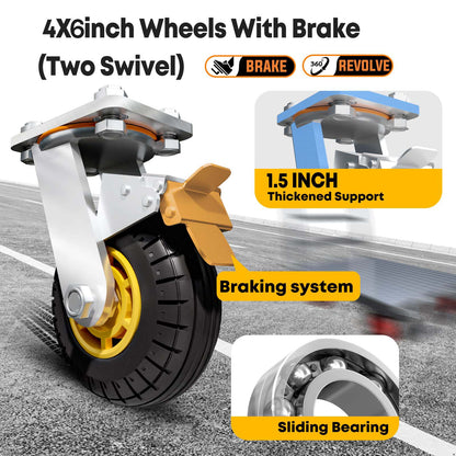 1000KG Capacity Heavy Duty Foldable Platform Truck Flatbed Push Cart Steel Dolly Trolley Cart Brake - Image 2