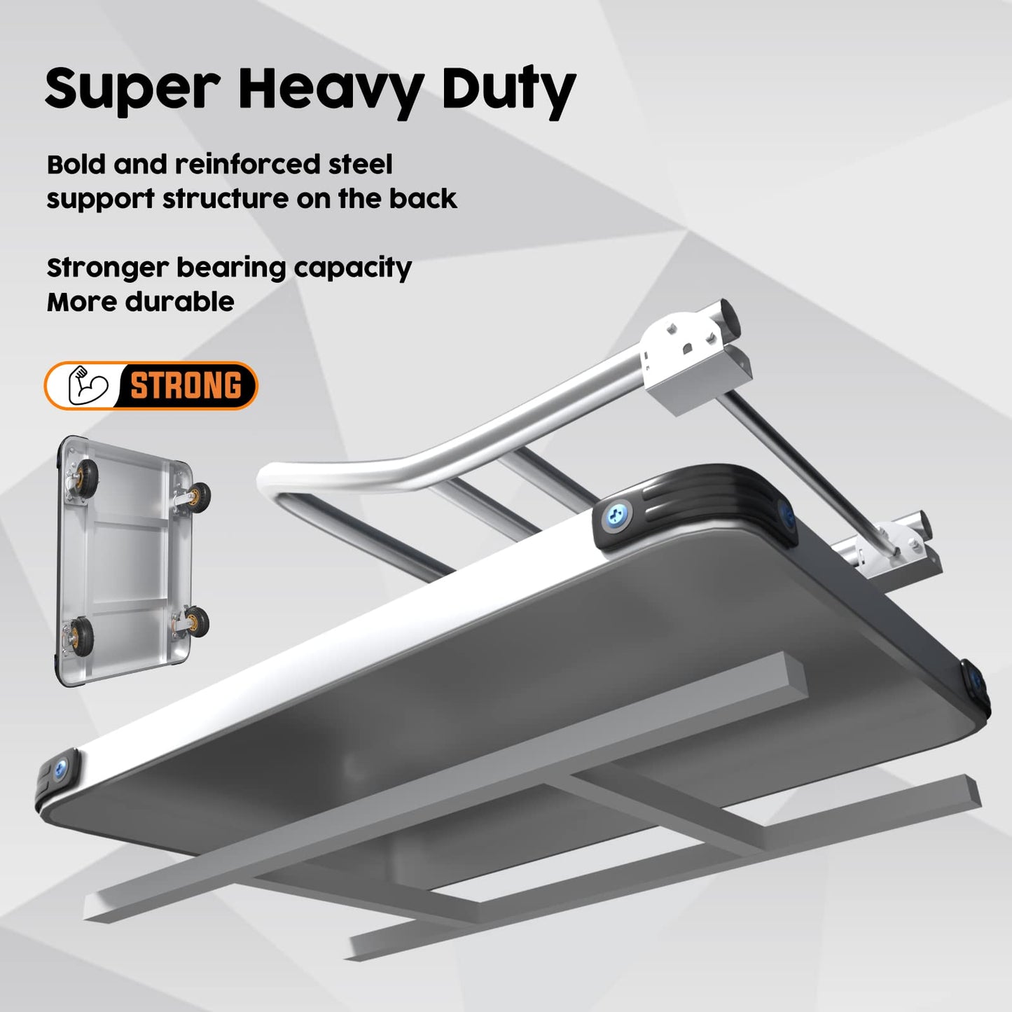1000KG Capacity Heavy Duty Foldable Platform Truck Flatbed Push Cart Steel Dolly Trolley Cart Brake - Image 5