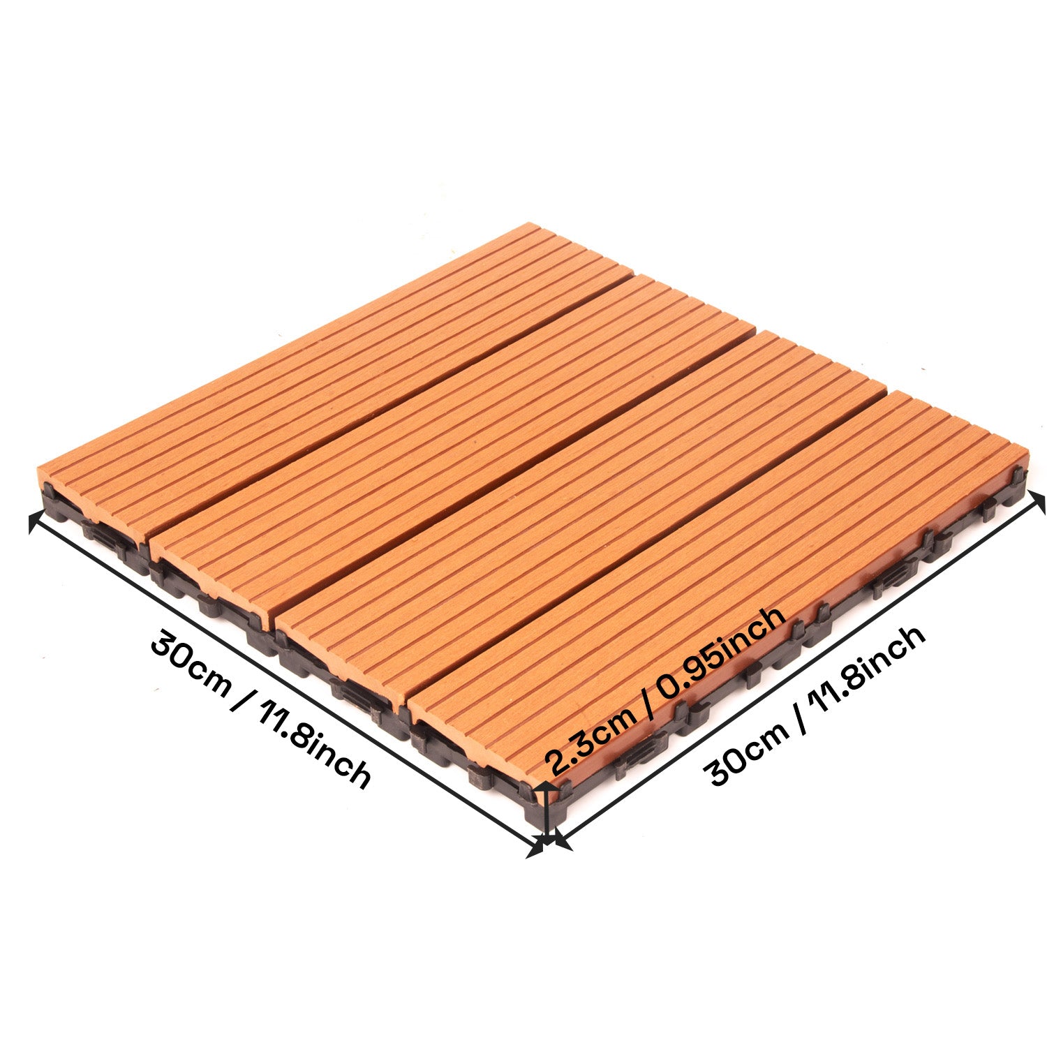 10PCS Interlocking Patio Deck Tiles 30cm x 30cm Outdoor Wood Flooring for Patio Garden Balcony Poolside - Image 2