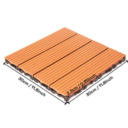 10PCS Interlocking Patio Deck Tiles 30cm x 30cm Outdoor Wood Flooring for Patio Garden Balcony Poolside - Image 2