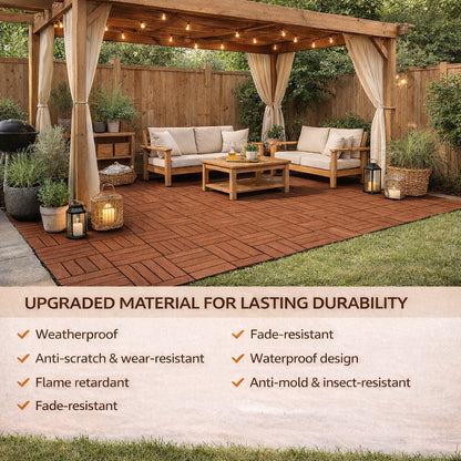10PCS Interlocking Patio Deck Tiles 30cm x 30cm Outdoor Wood Flooring for Patio Garden Balcony Poolside - Image 5
