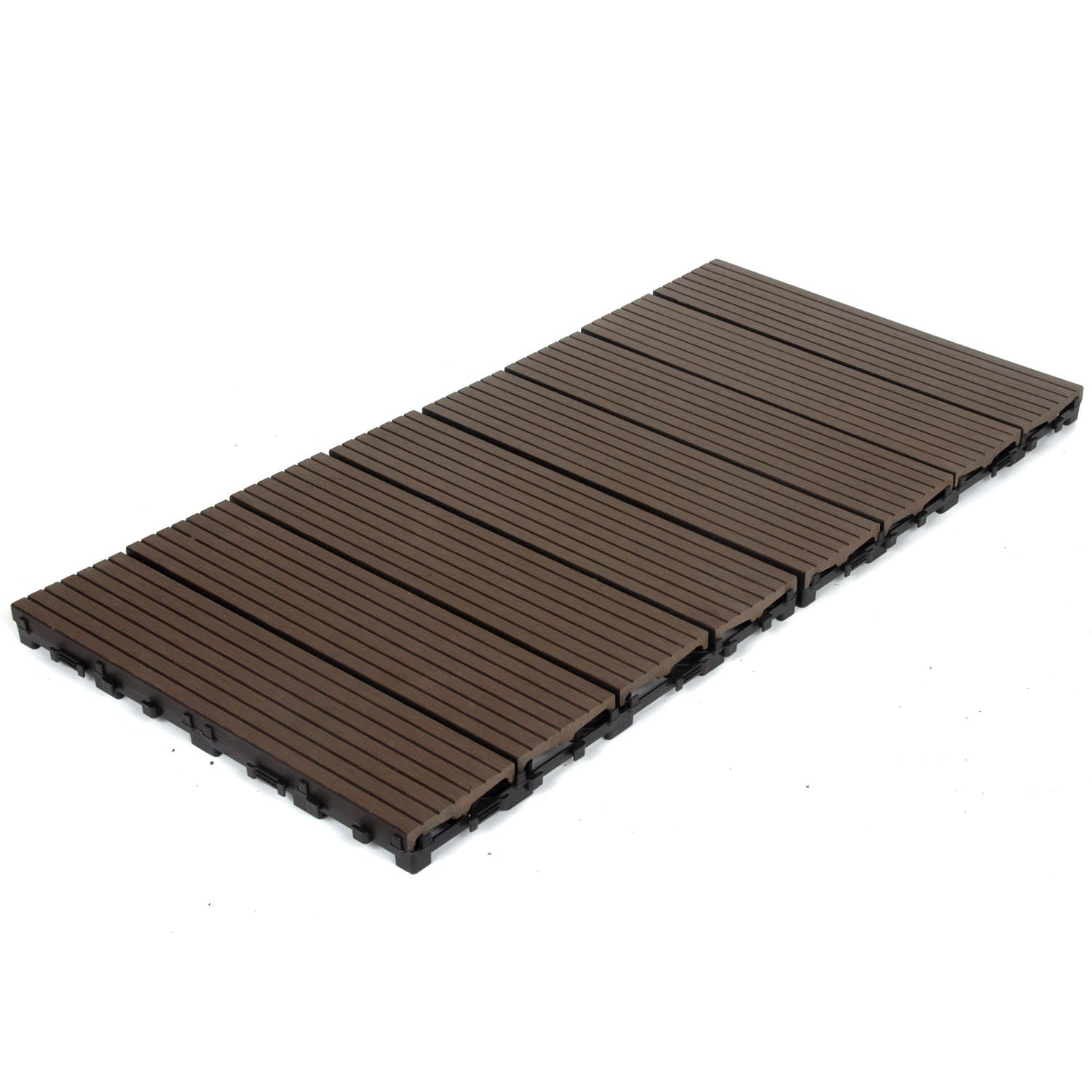 10PCS Interlocking Patio Deck Tiles 30cm x 30cm Outdoor Wood Flooring for Patio Garden Balcony Poolside Walnut - Image 3