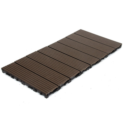 10PCS Interlocking Patio Deck Tiles 30cm x 30cm Outdoor Wood Flooring for Patio Garden Balcony Poolside Walnut - Image 3