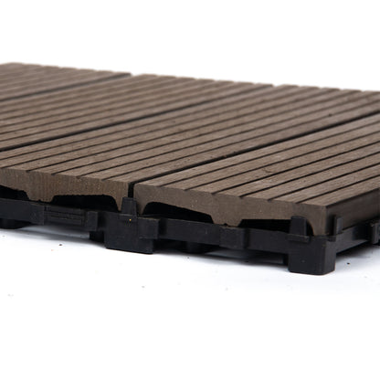 10PCS Interlocking Patio Deck Tiles 30cm x 30cm Outdoor Wood Flooring for Patio Garden Balcony Poolside Walnut - Image 4