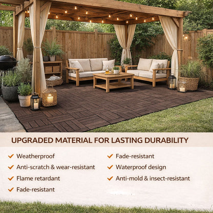 10PCS Interlocking Patio Deck Tiles 30cm x 30cm Outdoor Wood Flooring for Patio Garden Balcony Poolside Walnut - Image 7