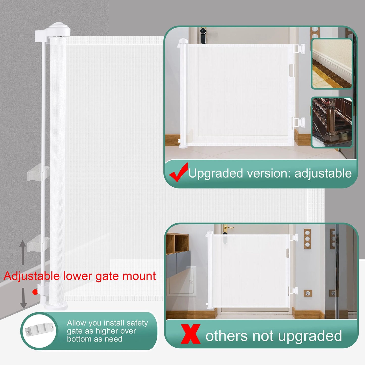 Retractable 1.5M Doorways Hallways Stairs Baby Gate Dog Pet Gate Indoor Outdoor Safety Gates White - Image 5