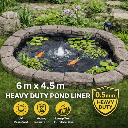 Heavy Duty 0.5mm HDPE Pond Liner Waterproof Sheet 4.5m x 6m for Garden & Fish Ponds - Image 2