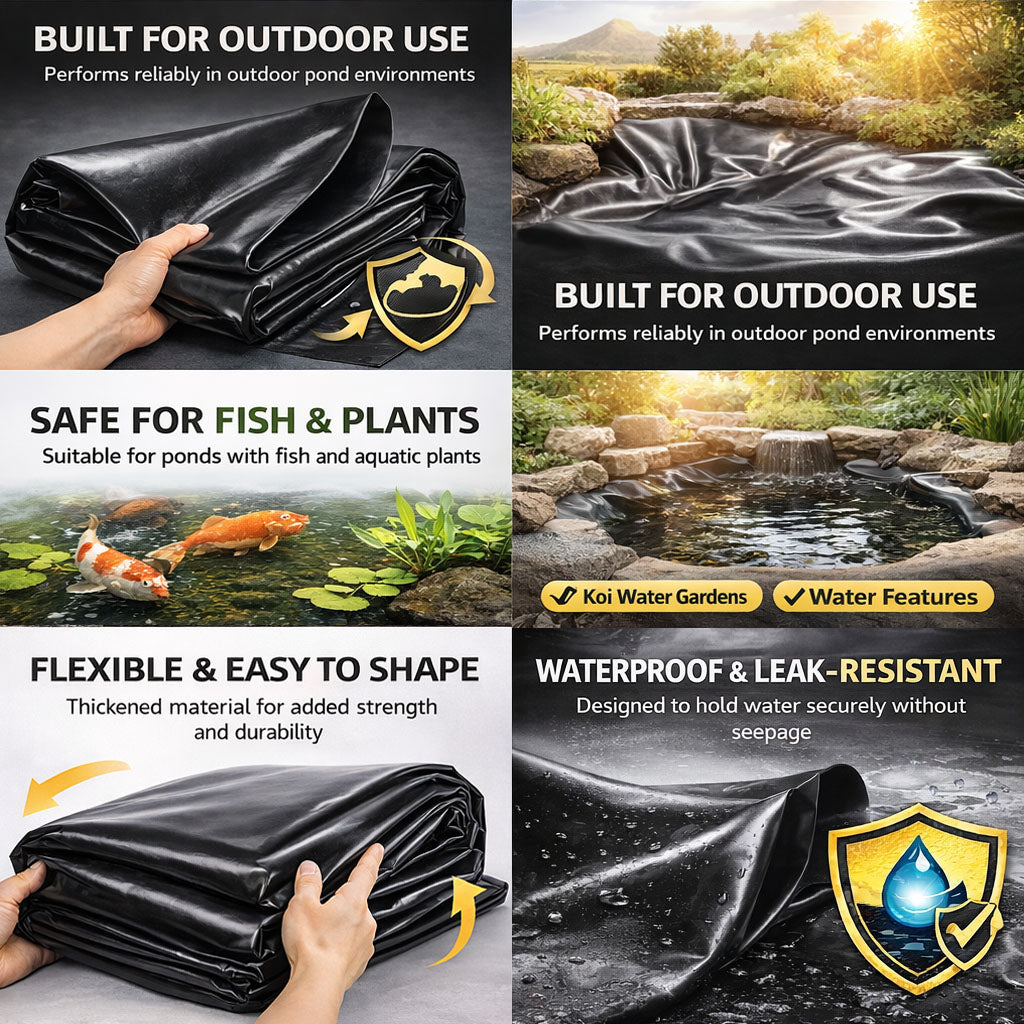Heavy Duty 0.5mm HDPE Pond Liner Waterproof Sheet 4.5m x 6m for Garden & Fish Ponds - Image 5