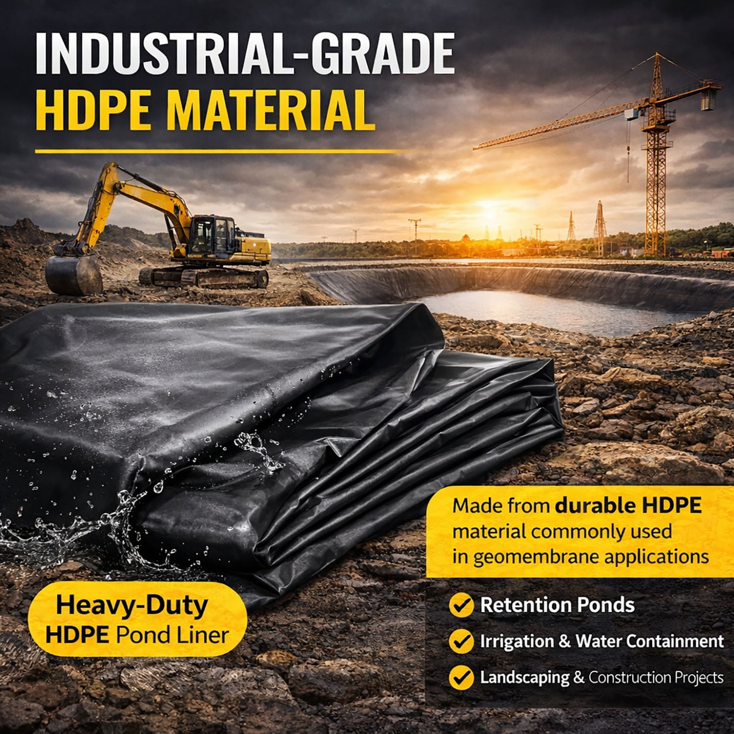 Heavy Duty 0.5mm HDPE Pond Liner Waterproof Sheet 4.5m x 6m for Garden & Fish Ponds - Image 6