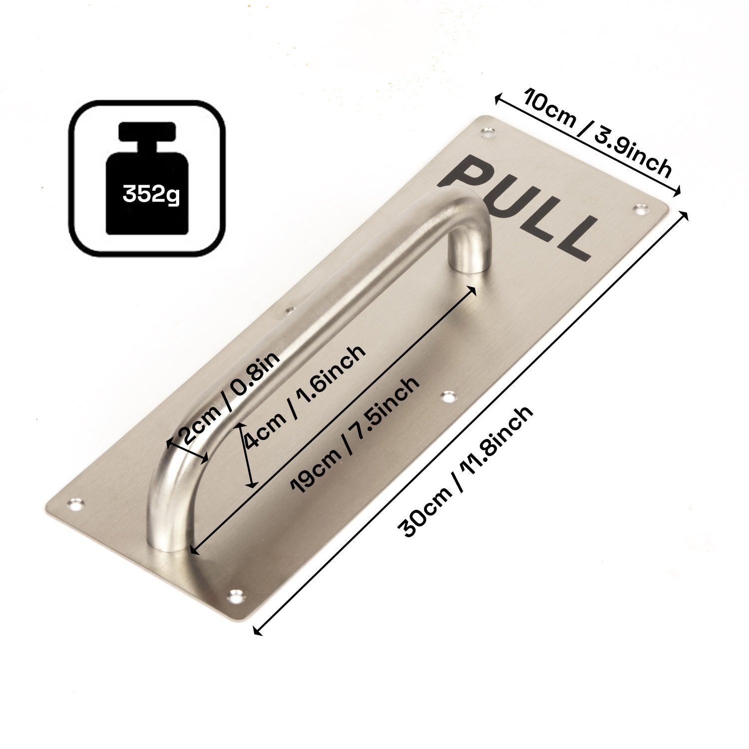 304 Stainless Steel  Commercial Door Pull Push Handle Plate Set for Bathrooms, Stairwell Fire Doors etc - Image 2