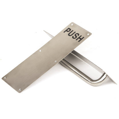 304 Stainless Steel  Commercial Door Pull Push Handle Plate Set for Bathrooms, Stairwell Fire Doors etc - Image 3