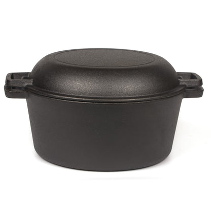 26cm 2-in-1 Cast Iron Dutch Oven & Skillet Set  Pre-Seasoned Dual-Use Pot with Lid Fry Pan, Durable & Versatile Cookware - Image 3