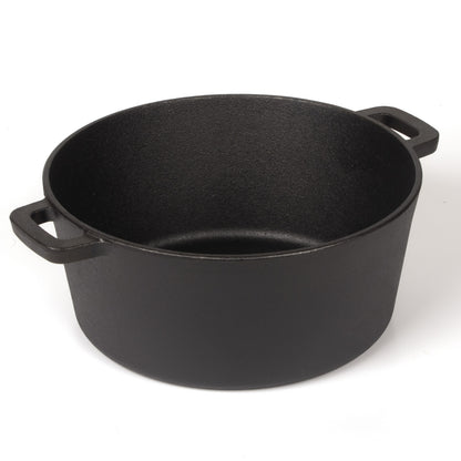 26cm 2-in-1 Cast Iron Dutch Oven & Skillet Set  Pre-Seasoned Dual-Use Pot with Lid Fry Pan, Durable & Versatile Cookware - Image 8