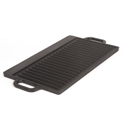 40 cm Reversible Cast Iron Grill & Griddle -Dual-Sided (Flat & Ribbed), Pre-Seasoned, Handles, for Stove-Top & Outdoor Use - Image 5