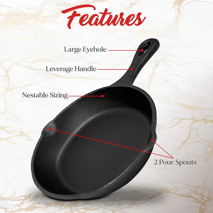 10inch 26cm Cast Iron Skillet Cookware Chef Quality Pre-Seasoned Pan Pans - Image 5