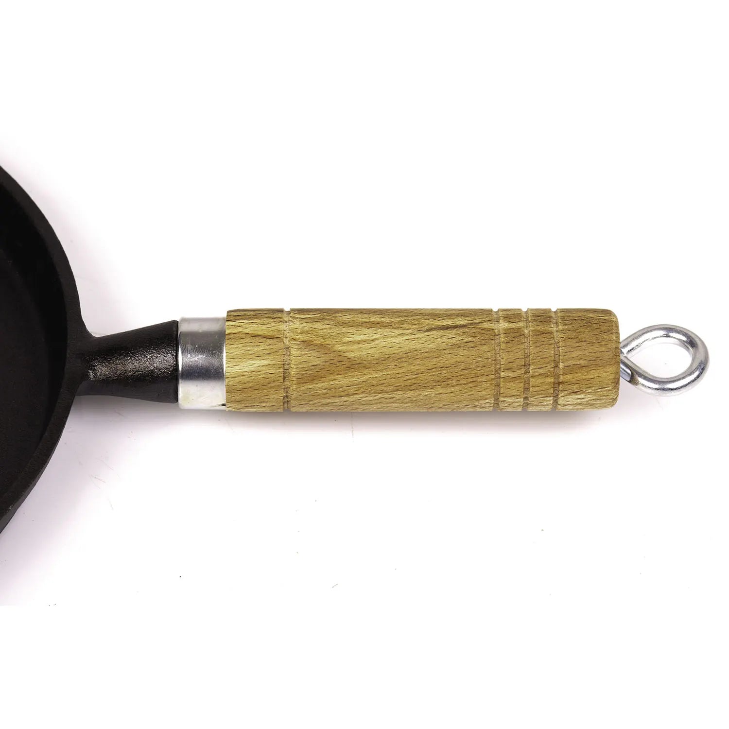Pre-Seasoned 26cm Cast Iron Fry Pan Cookware Heat-Resistant Wooden Handle - Image 3