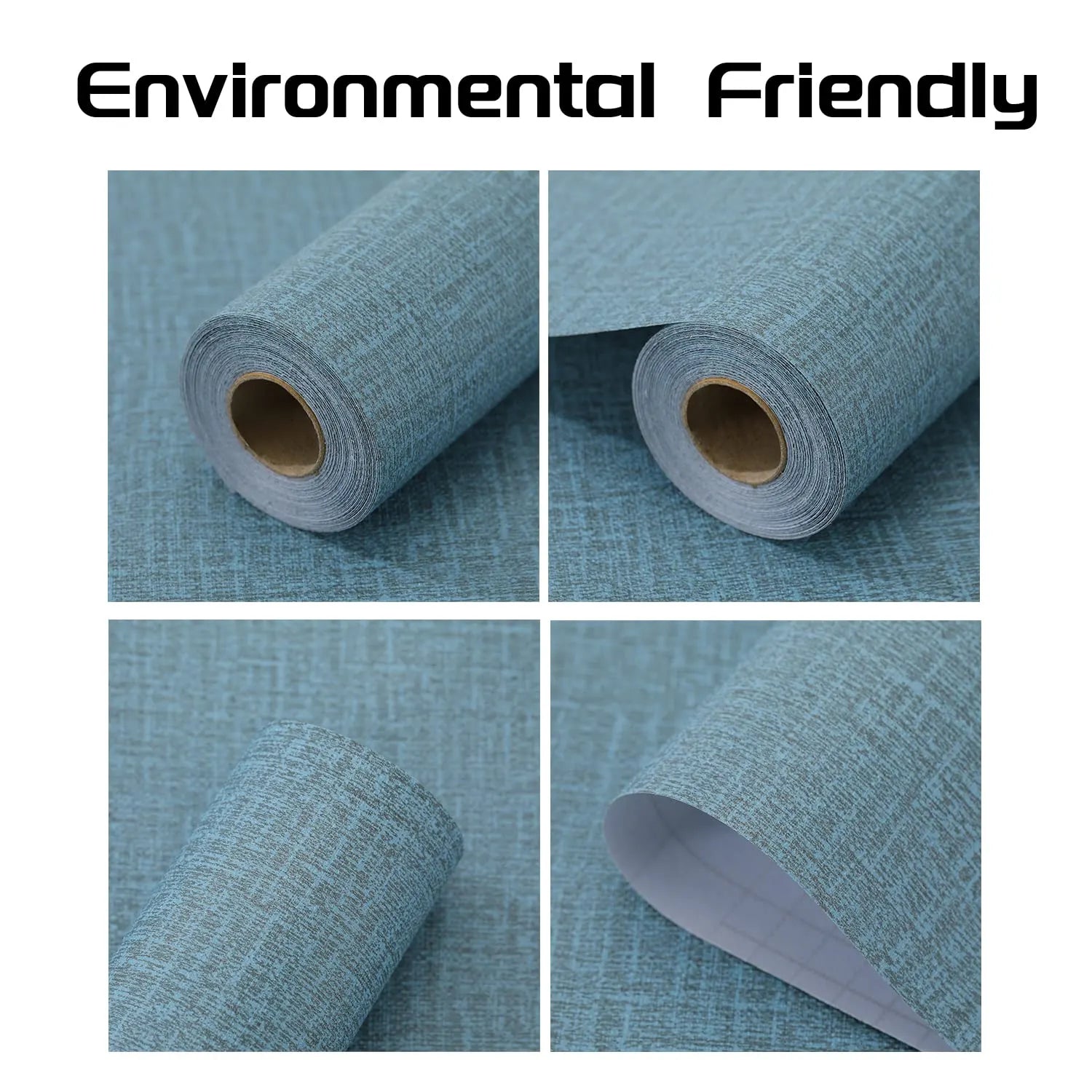 61cm x 10m Green Wallpaper Decor Faux Grasscloth Paper Wall Paper Self Adhesive Removable Blue - Image 5